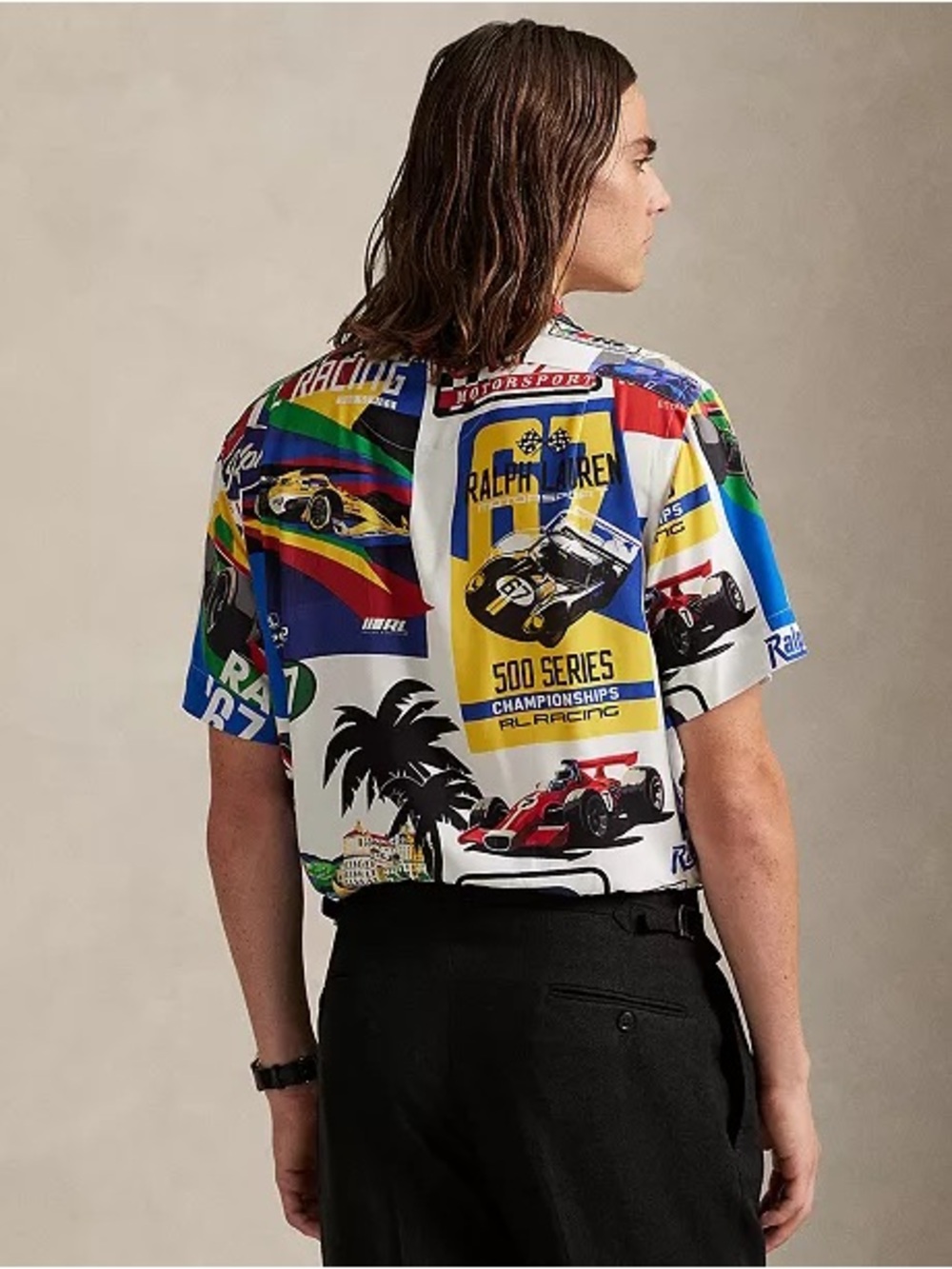 NWT Polo Ralph Lauren Men's Classic-Fit Racing-Print Camp Shirt - Picture 5 of 5